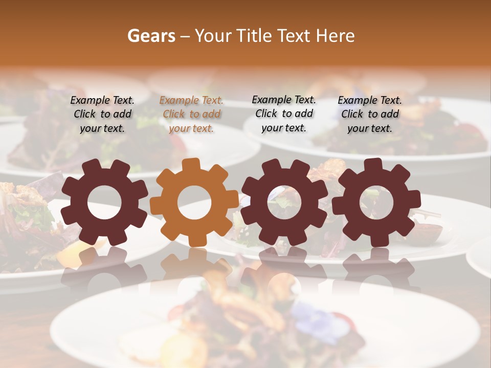 A Table Topped With White Plates Filled With Different Types Of Food PowerPoint Template