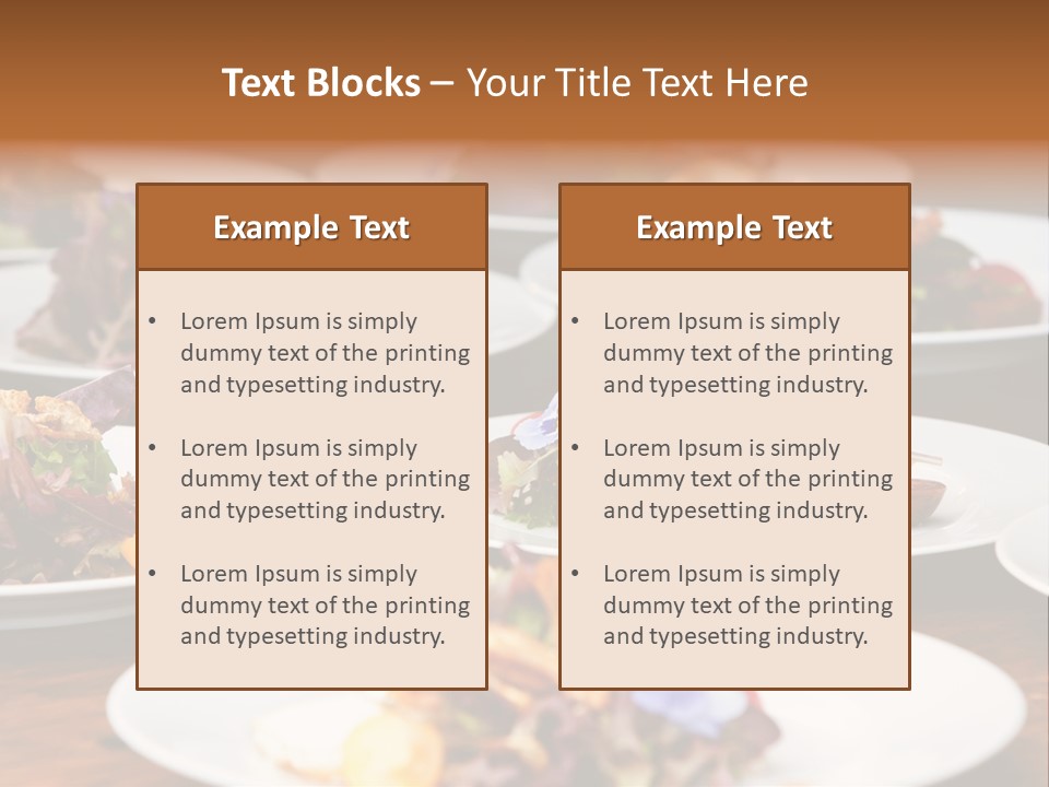 A Table Topped With White Plates Filled With Different Types Of Food PowerPoint Template