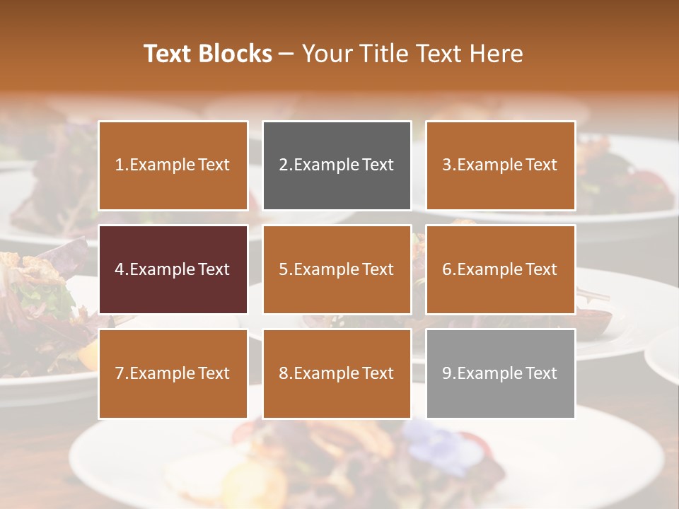A Table Topped With White Plates Filled With Different Types Of Food PowerPoint Template