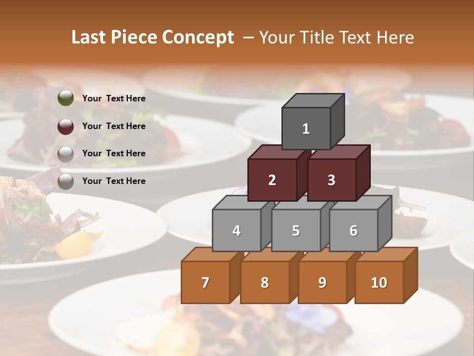 A Table Topped With White Plates Filled With Different Types Of Food PowerPoint Template