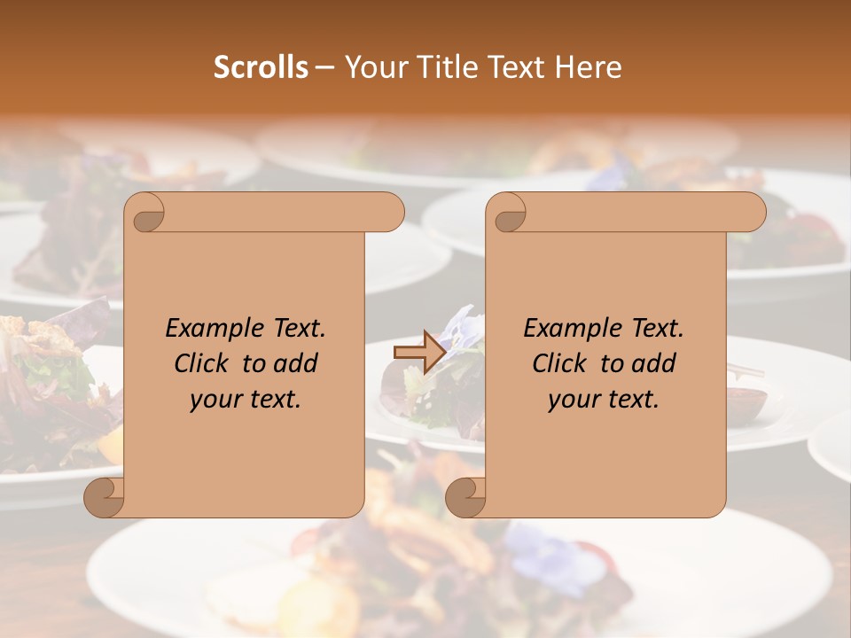 A Table Topped With White Plates Filled With Different Types Of Food PowerPoint Template