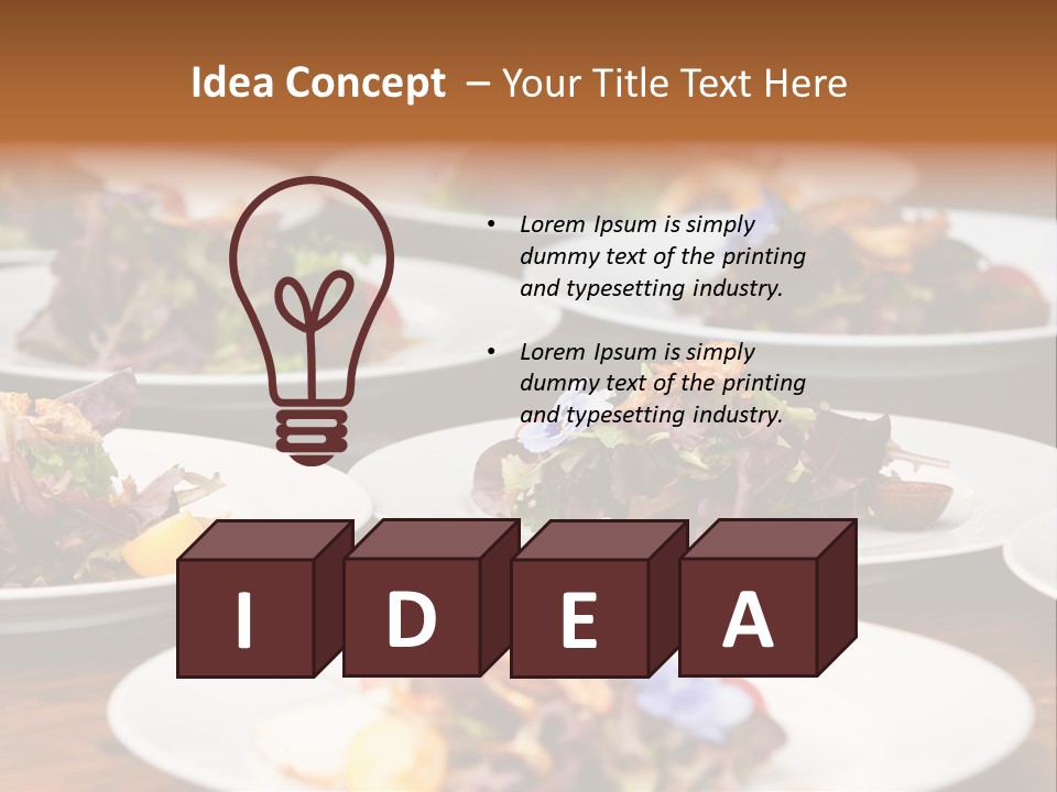 A Table Topped With White Plates Filled With Different Types Of Food PowerPoint Template