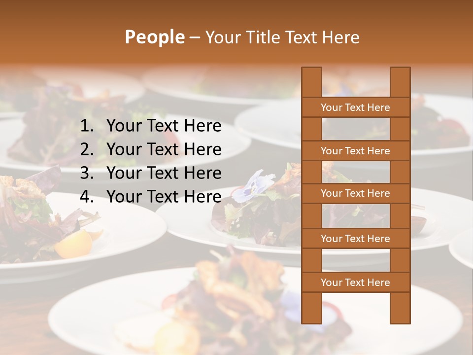 A Table Topped With White Plates Filled With Different Types Of Food PowerPoint Template