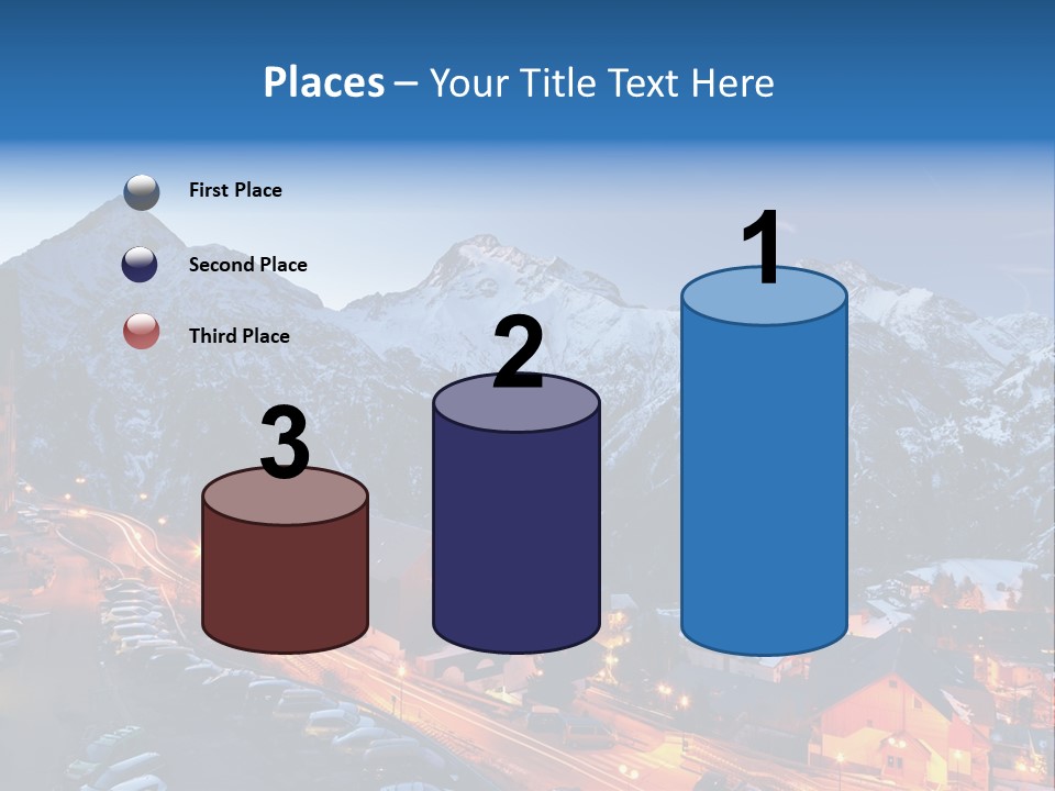 A Snowy Mountain Range With A Town In The Foreground PowerPoint Template
