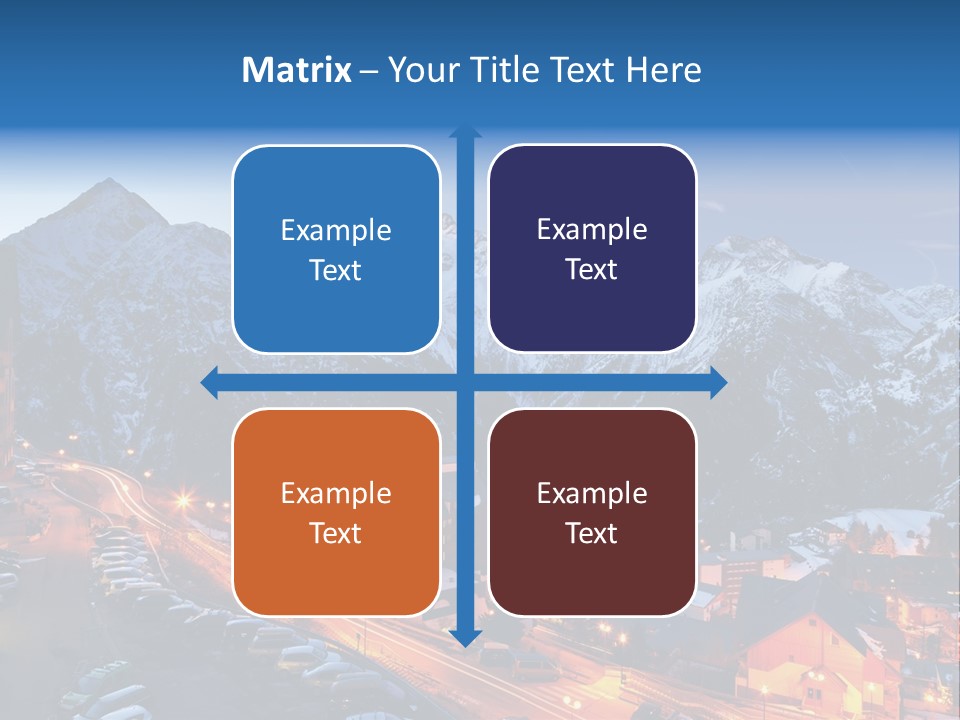 A Snowy Mountain Range With A Town In The Foreground PowerPoint Template