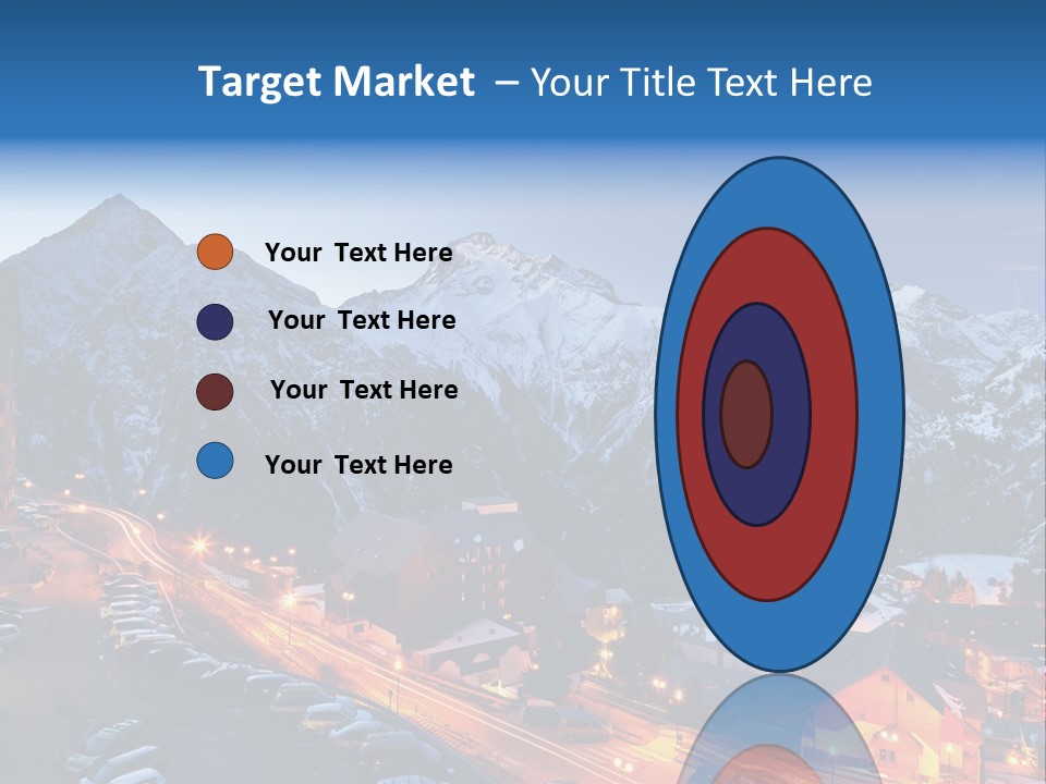 A Snowy Mountain Range With A Town In The Foreground PowerPoint Template