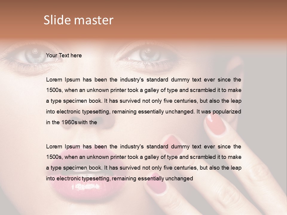 A Woman With Red And Pink Nail Polish On Her Nails PowerPoint Template