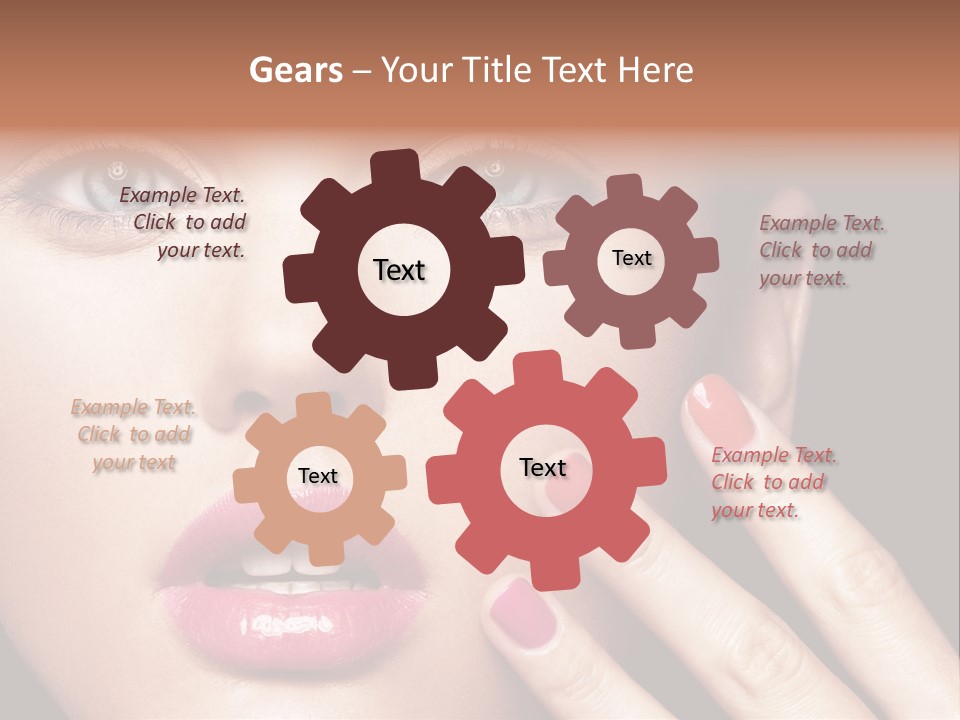 A Woman With Red And Pink Nail Polish On Her Nails PowerPoint Template