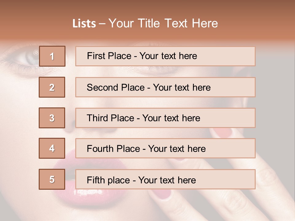 A Woman With Red And Pink Nail Polish On Her Nails PowerPoint Template