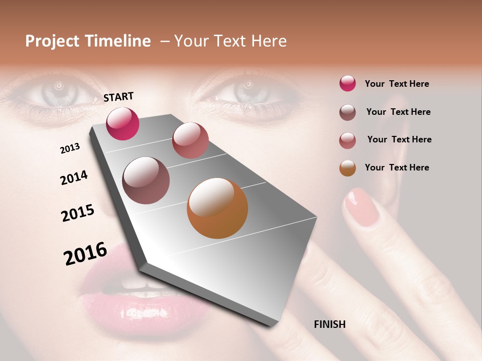 A Woman With Red And Pink Nail Polish On Her Nails PowerPoint Template