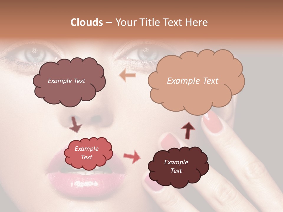 A Woman With Red And Pink Nail Polish On Her Nails PowerPoint Template