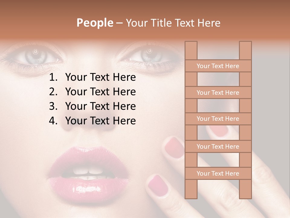 A Woman With Red And Pink Nail Polish On Her Nails PowerPoint Template