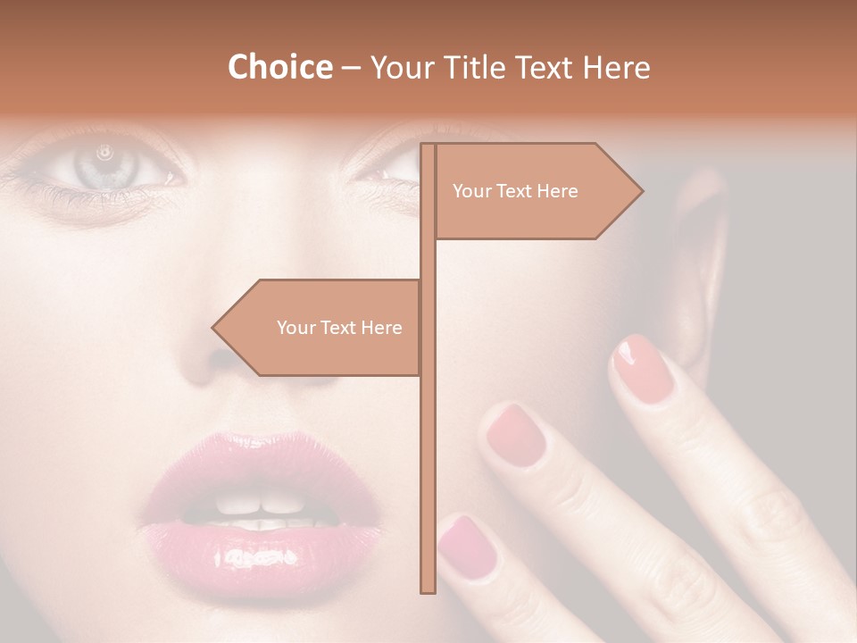 A Woman With Red And Pink Nail Polish On Her Nails PowerPoint Template