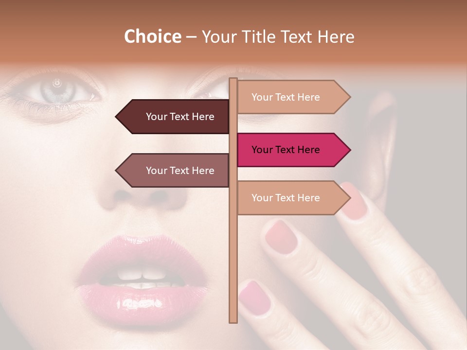 A Woman With Red And Pink Nail Polish On Her Nails PowerPoint Template