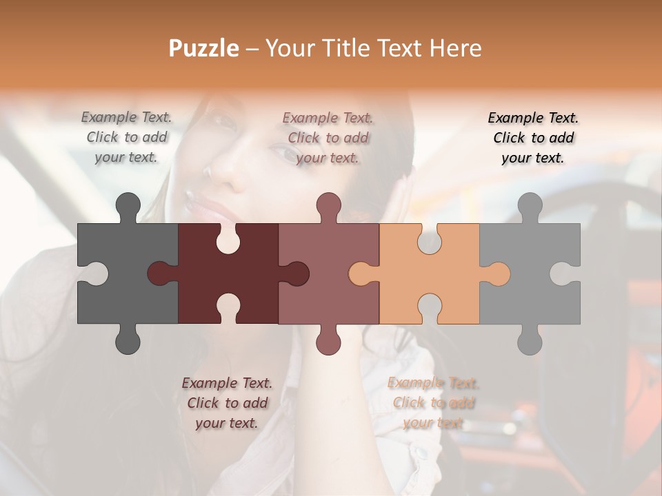 A Woman Sitting In A Car With Her Hand On Her Head PowerPoint Template