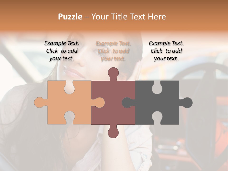 A Woman Sitting In A Car With Her Hand On Her Head PowerPoint Template