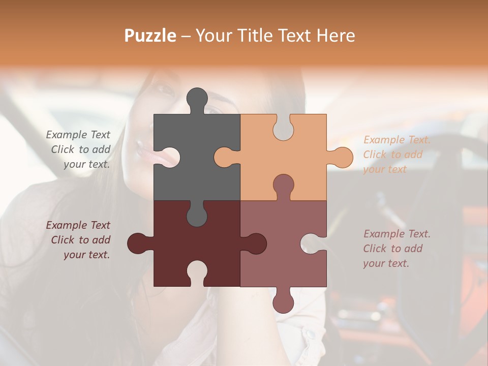 A Woman Sitting In A Car With Her Hand On Her Head PowerPoint Template