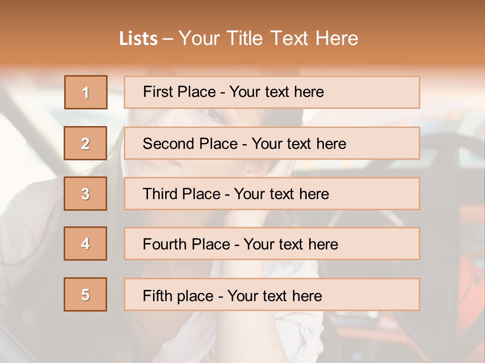 A Woman Sitting In A Car With Her Hand On Her Head PowerPoint Template