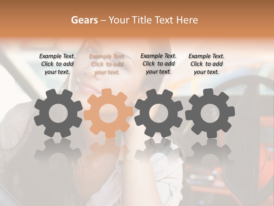 A Woman Sitting In A Car With Her Hand On Her Head PowerPoint Template