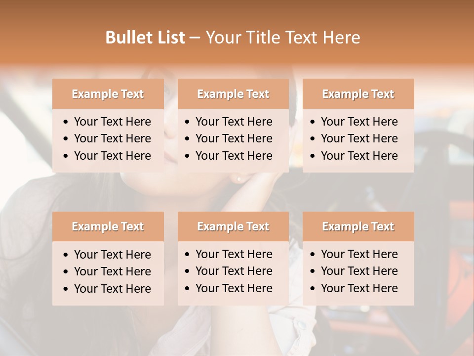 A Woman Sitting In A Car With Her Hand On Her Head PowerPoint Template