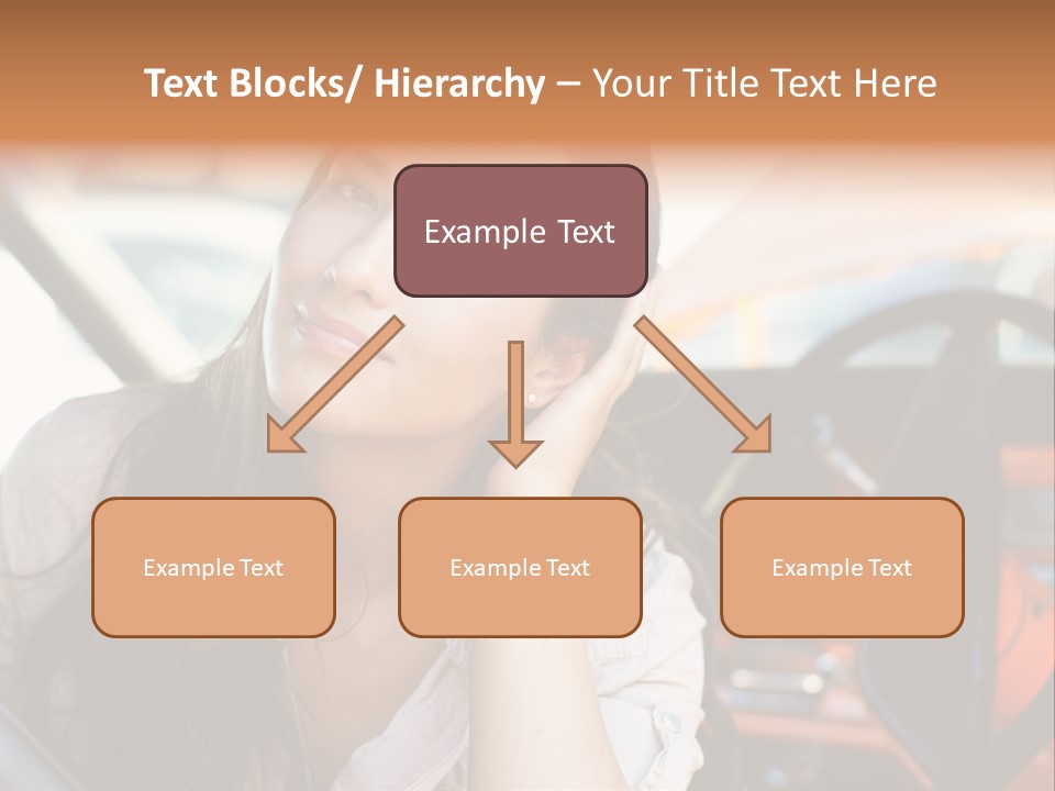 A Woman Sitting In A Car With Her Hand On Her Head PowerPoint Template