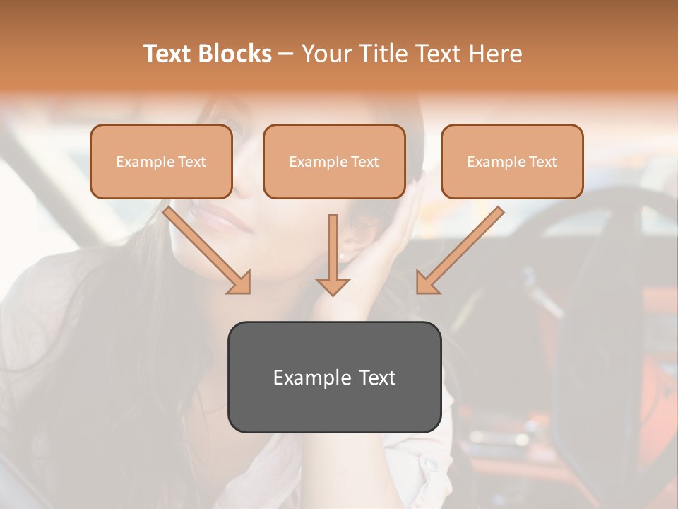 A Woman Sitting In A Car With Her Hand On Her Head PowerPoint Template