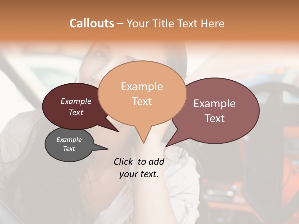 A Woman Sitting In A Car With Her Hand On Her Head PowerPoint Template