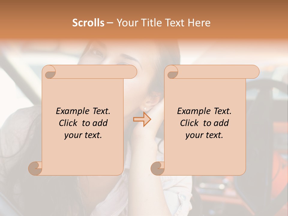 A Woman Sitting In A Car With Her Hand On Her Head PowerPoint Template