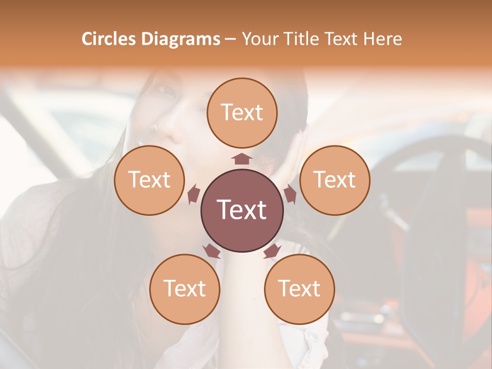 A Woman Sitting In A Car With Her Hand On Her Head PowerPoint Template