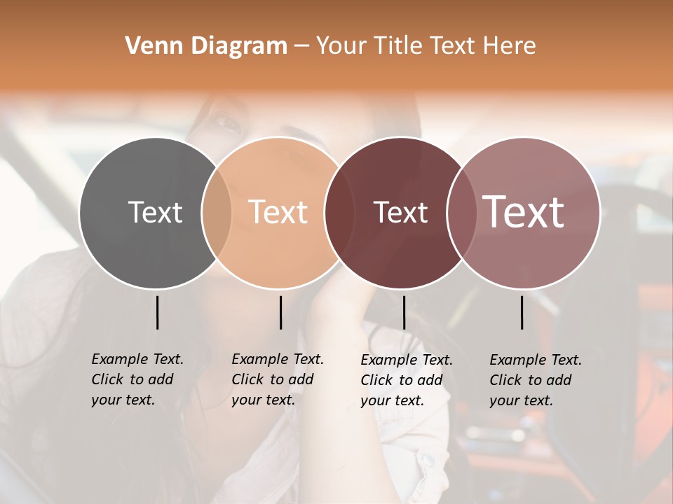 A Woman Sitting In A Car With Her Hand On Her Head PowerPoint Template