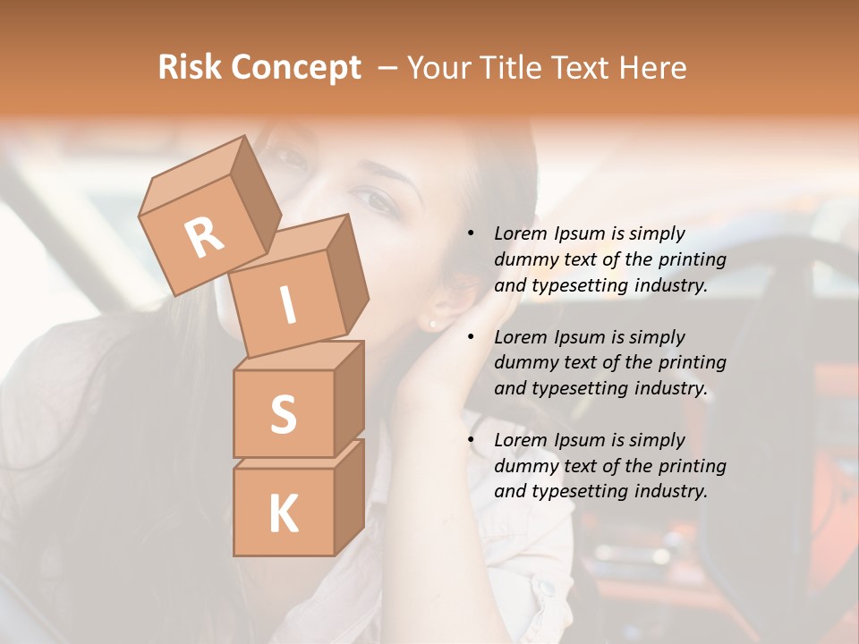 A Woman Sitting In A Car With Her Hand On Her Head PowerPoint Template