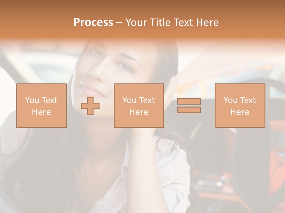 A Woman Sitting In A Car With Her Hand On Her Head PowerPoint Template