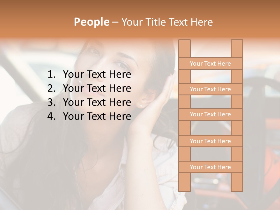 A Woman Sitting In A Car With Her Hand On Her Head PowerPoint Template