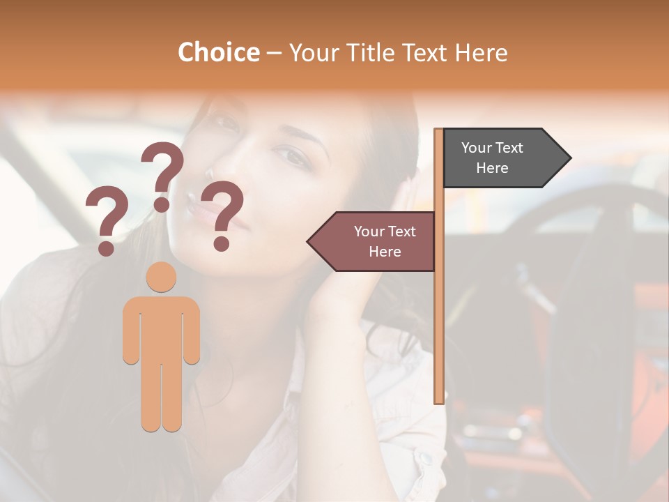 A Woman Sitting In A Car With Her Hand On Her Head PowerPoint Template