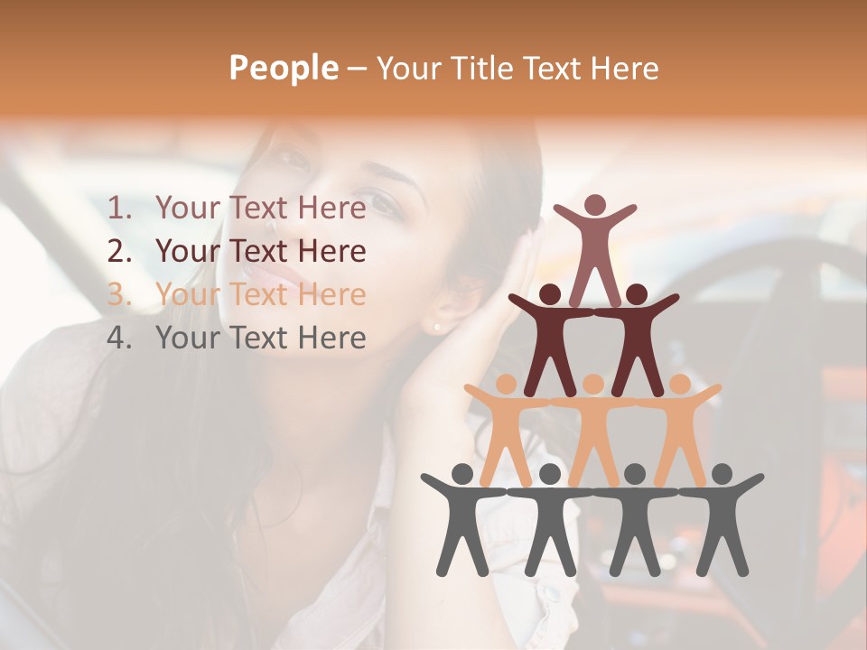 A Woman Sitting In A Car With Her Hand On Her Head PowerPoint Template