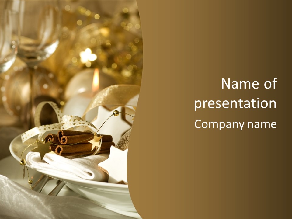 Silver Festive Dinner Table PowerPoint Template