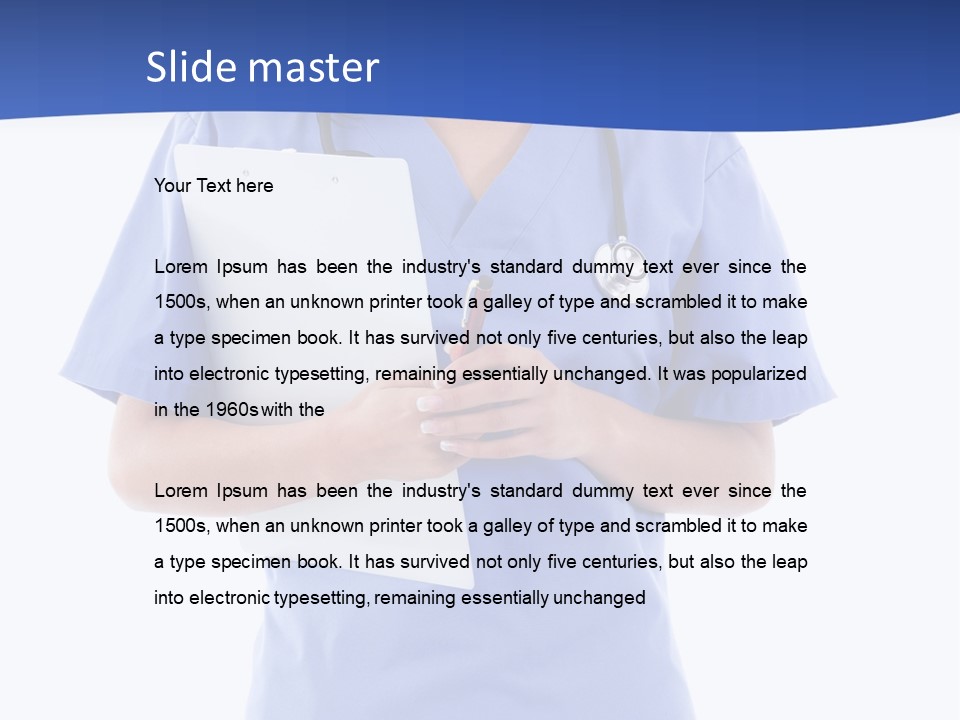 Standing Workwear Smile PowerPoint Template