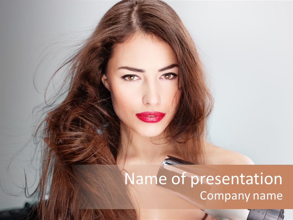 Hands Long Hairdresser PowerPoint Template