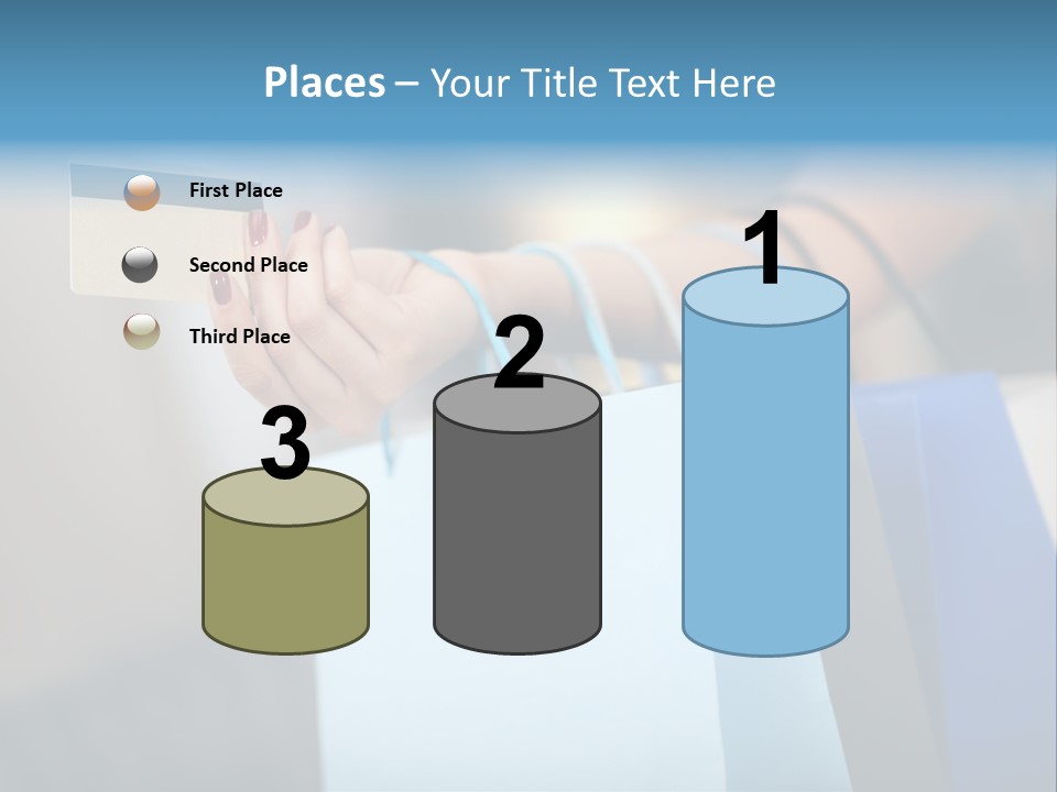 A Woman's Hand Holding A Credit Card And Shopping Bags PowerPoint Template