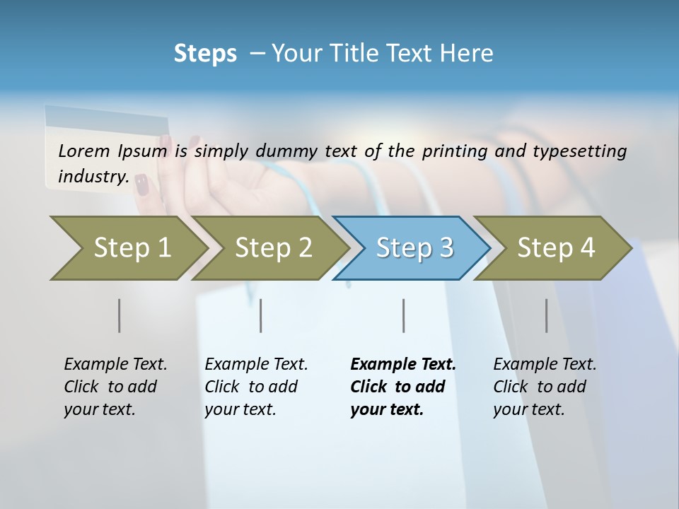 A Woman's Hand Holding A Credit Card And Shopping Bags PowerPoint Template