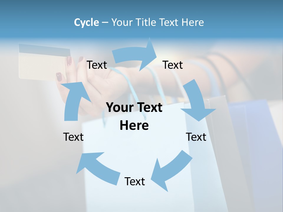 A Woman's Hand Holding A Credit Card And Shopping Bags PowerPoint Template