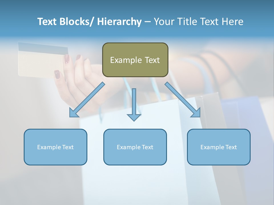 A Woman's Hand Holding A Credit Card And Shopping Bags PowerPoint Template