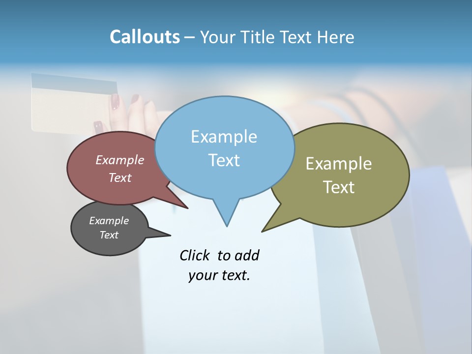 A Woman's Hand Holding A Credit Card And Shopping Bags PowerPoint Template