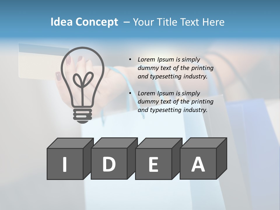 A Woman's Hand Holding A Credit Card And Shopping Bags PowerPoint Template