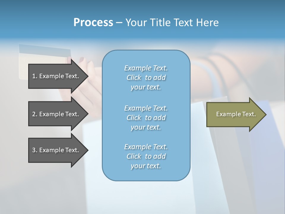 A Woman's Hand Holding A Credit Card And Shopping Bags PowerPoint Template