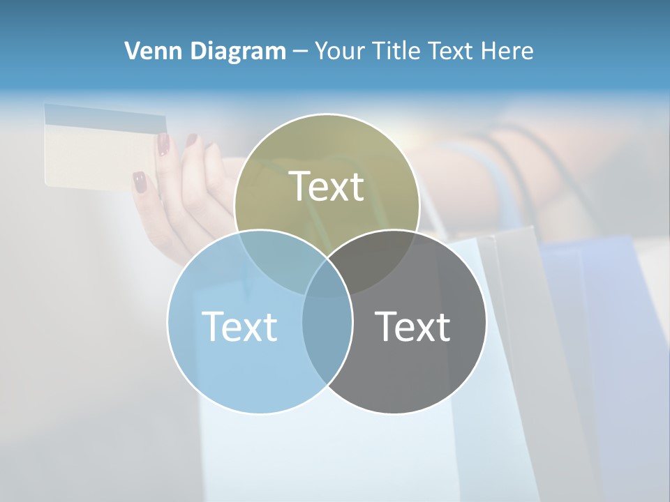 A Woman's Hand Holding A Credit Card And Shopping Bags PowerPoint Template