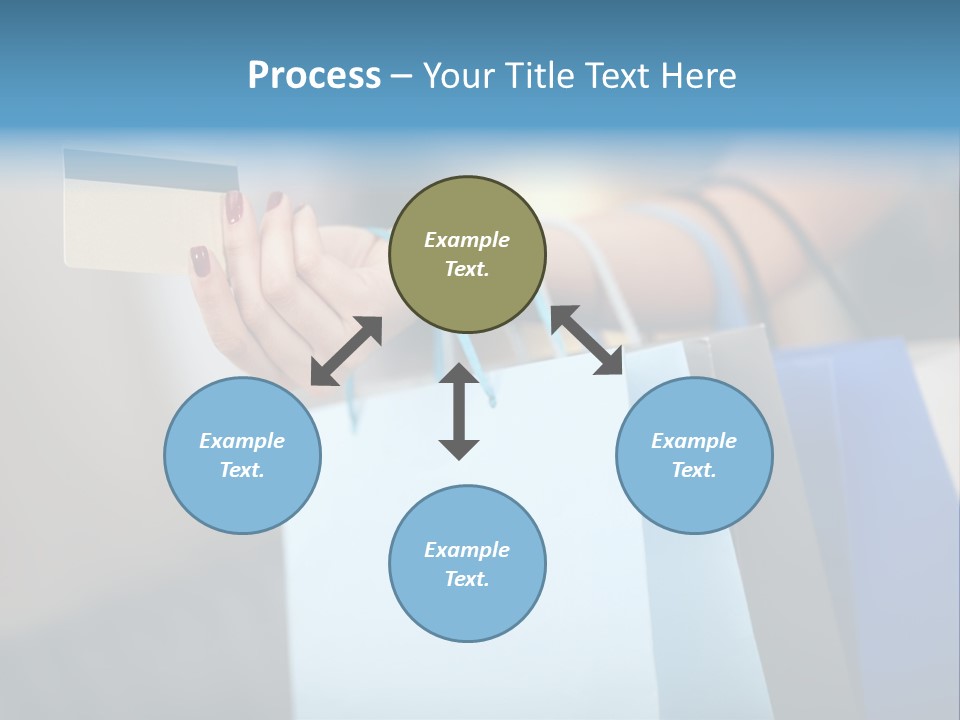 A Woman's Hand Holding A Credit Card And Shopping Bags PowerPoint Template