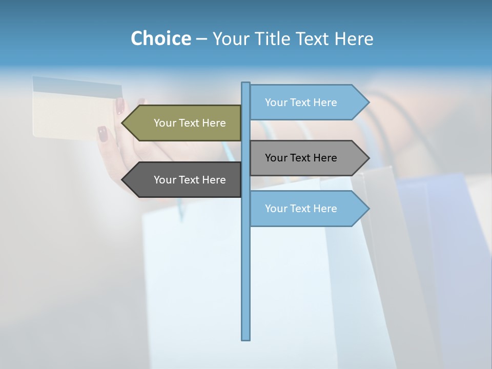 A Woman's Hand Holding A Credit Card And Shopping Bags PowerPoint Template