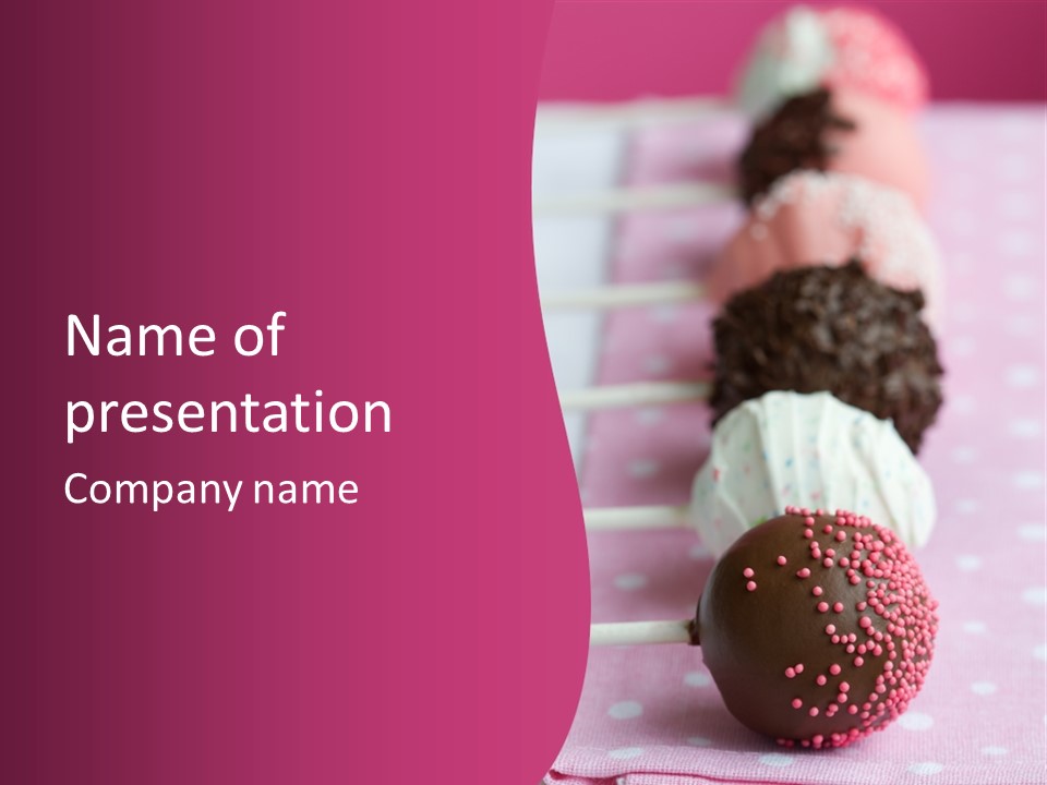 Pink Stick Sweet Food PowerPoint Template