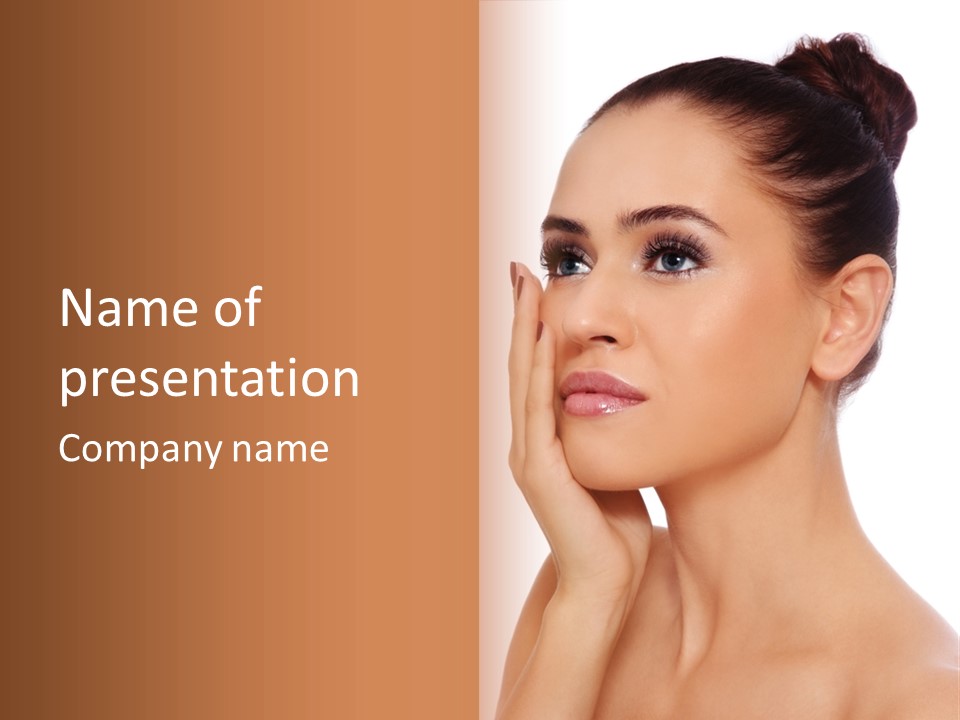 White Background Beautiful Woman PowerPoint Template